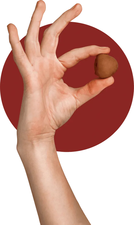 A BARIS bite held between two fingers